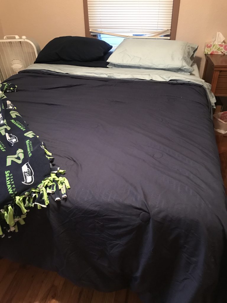 A freshly made bed