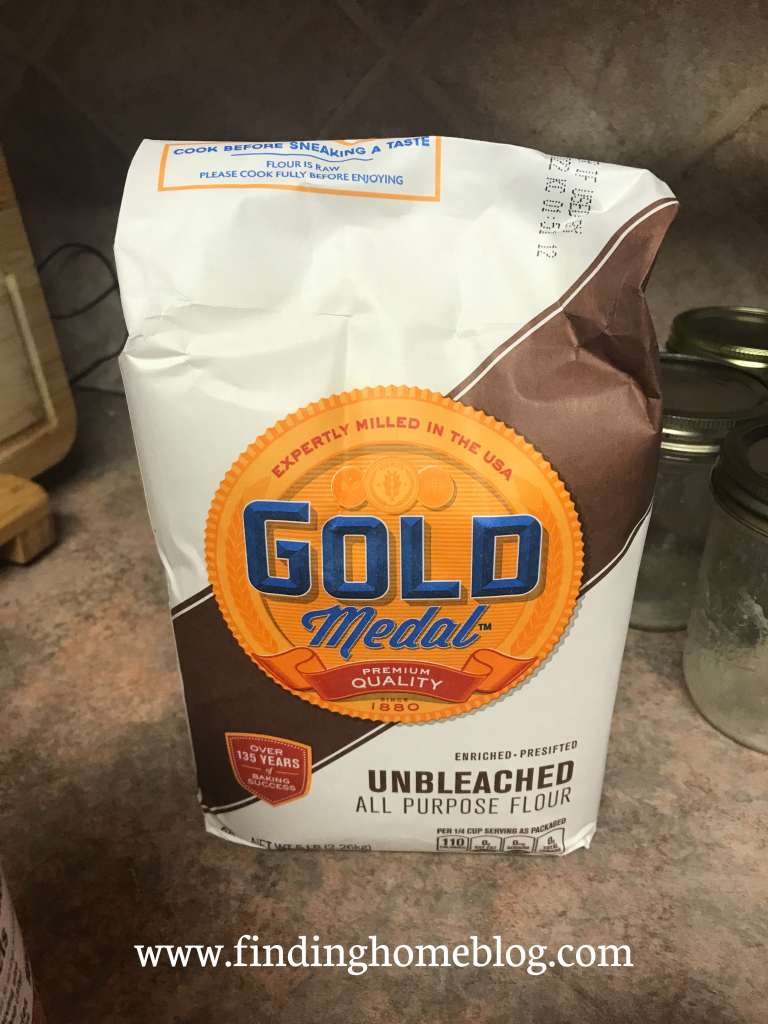 A package of unbleached all-purpose flour