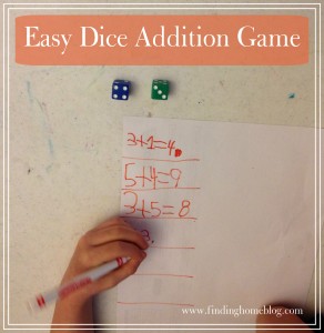 Easy Dice Addition Game | Finding Home Blog
