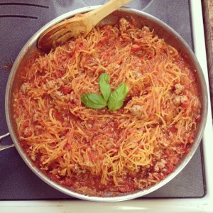 Spaghetti Squash with Sausage Tomato Sauce | Finding Home Blog