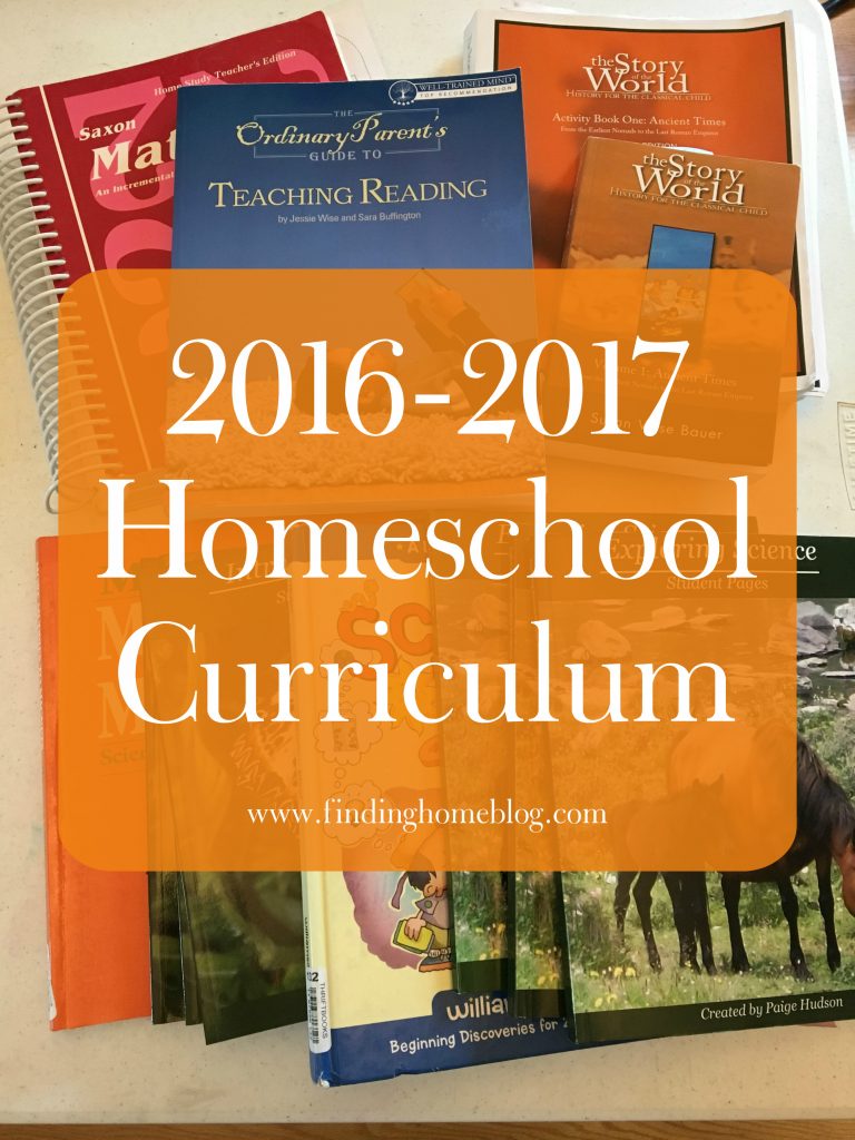 2016-2017 Homeschool Curriculum | Finding Home Blog