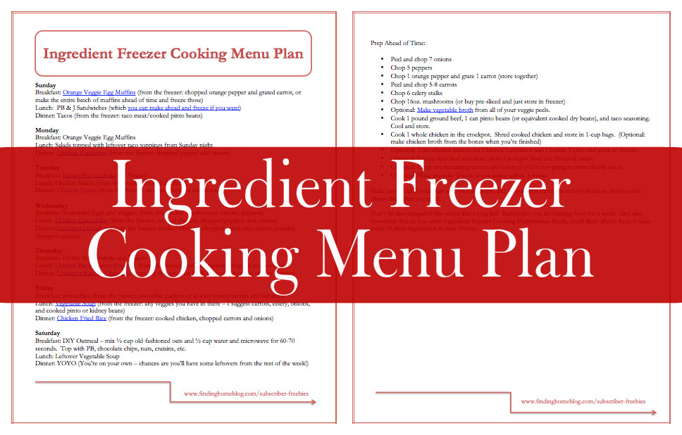 Ingredient Freezer Cooking Free Printable | Finding Home Blog