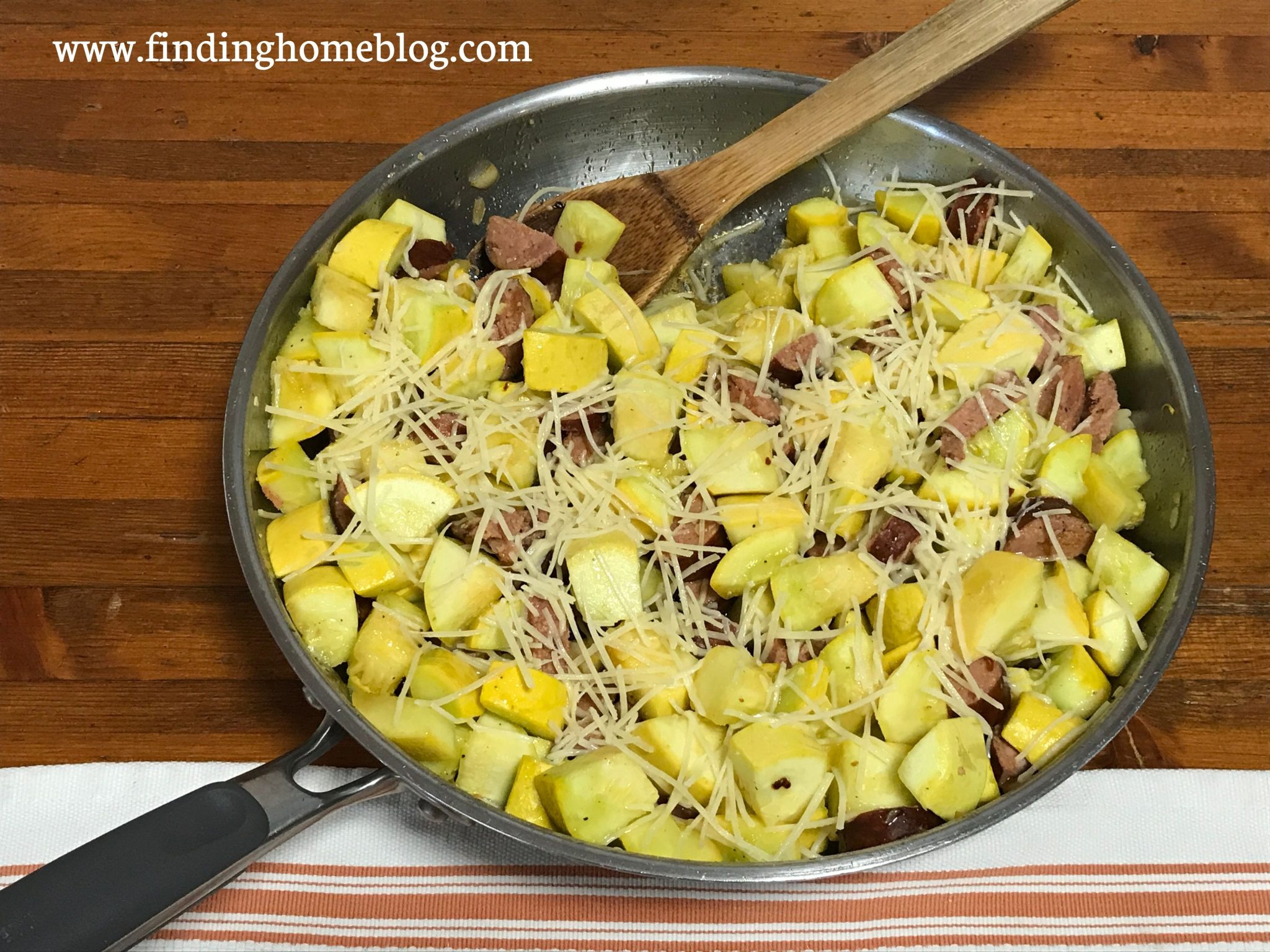 Recipe Garlic Parmesan Yellow Squash with Sausage