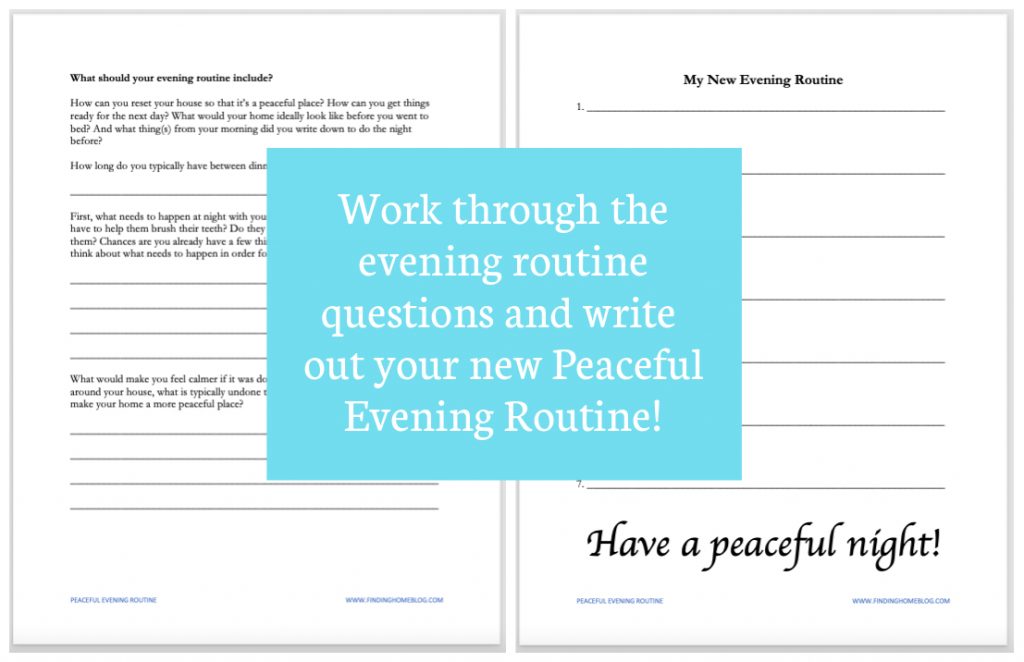 A screenshot of two worksheet pages to create your own evening routine.